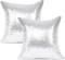 Pack of 2, New Luxury Series Solid Color Silver Decorative Glitzy Sequin & Comfy Satin Throw Pillow Cover Cushion Case for Wedding/Christmas,20"x20"